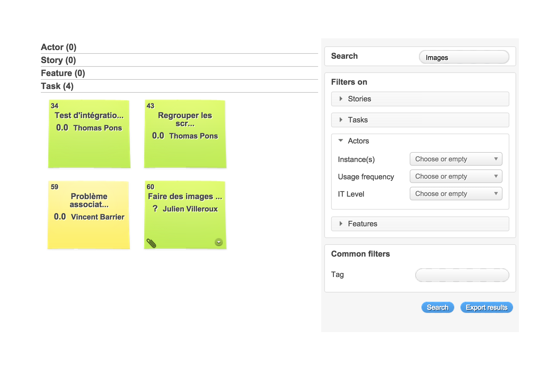 The advanced search view