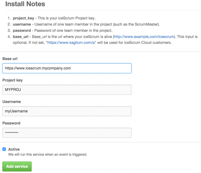 Configure the iceScrum integration