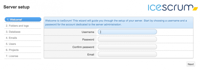 Server setup - Create the administration account