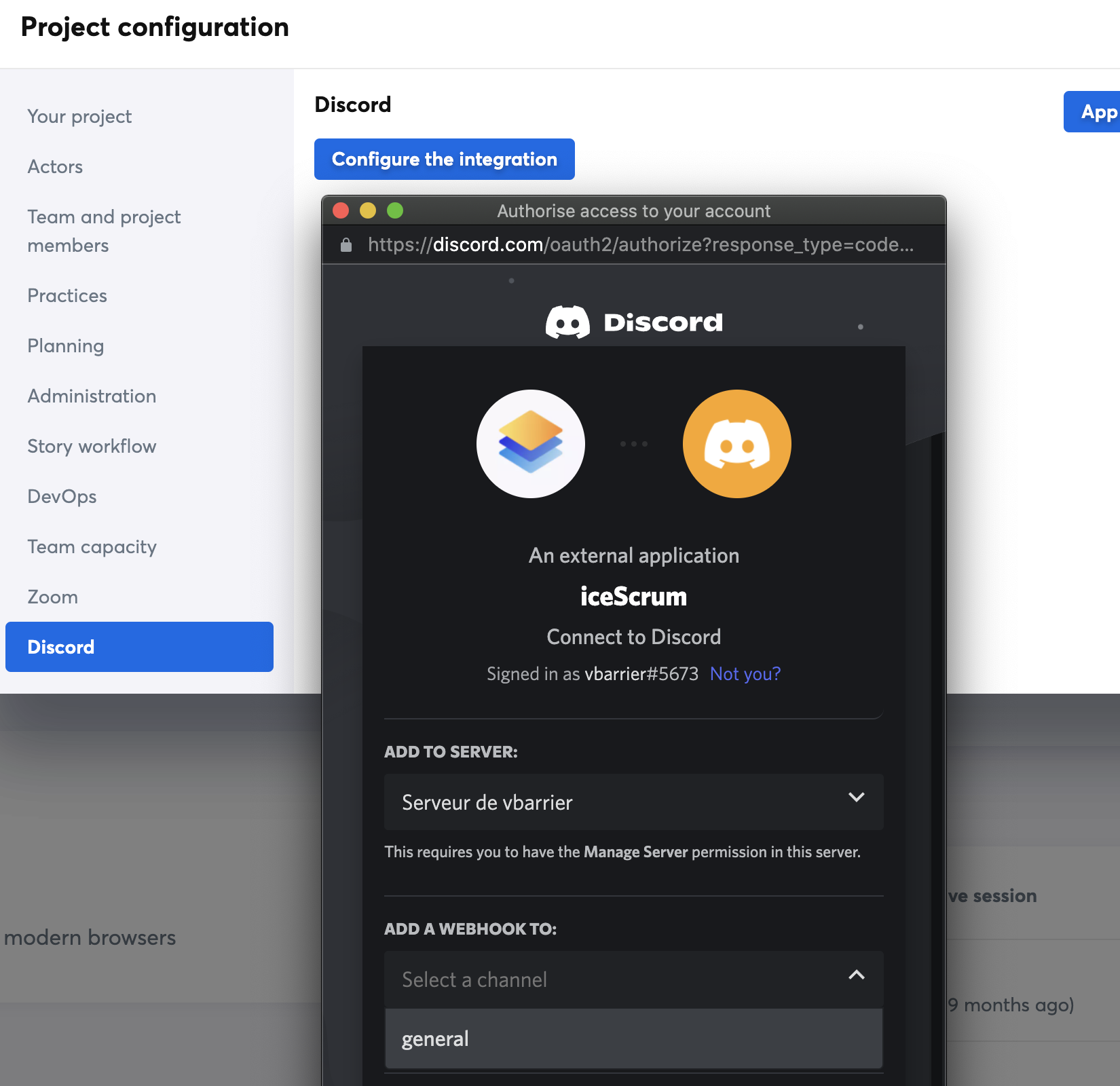 Server Integrations Page – Discord